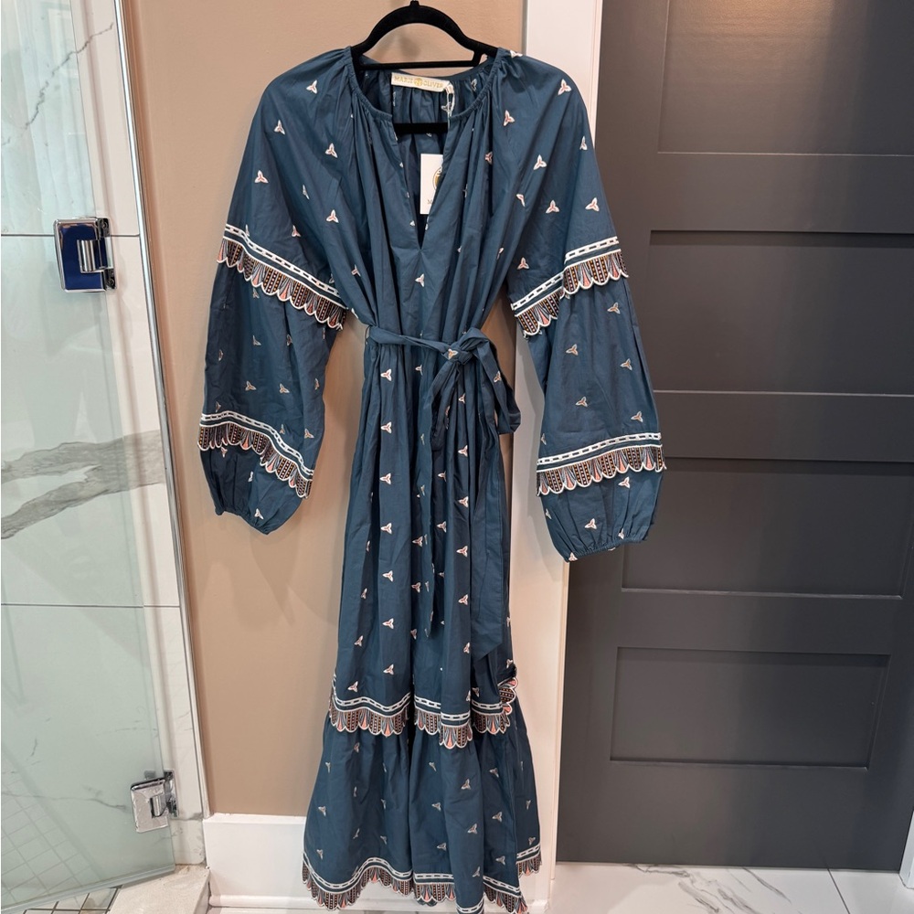 Marie Oliver Blue Long Sleeve Sundress